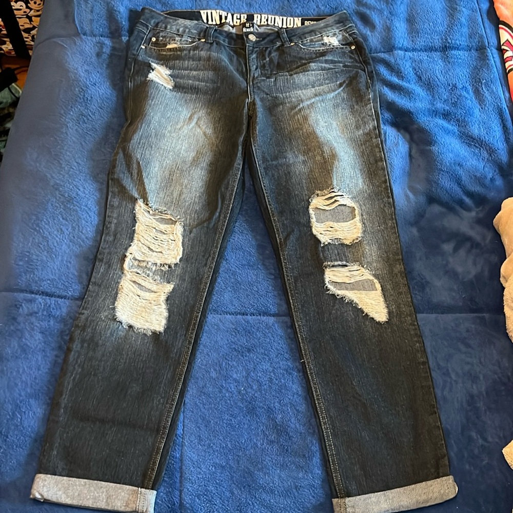 NWOT Vintage Reunion Rewash Blue Jeans. Size 13.